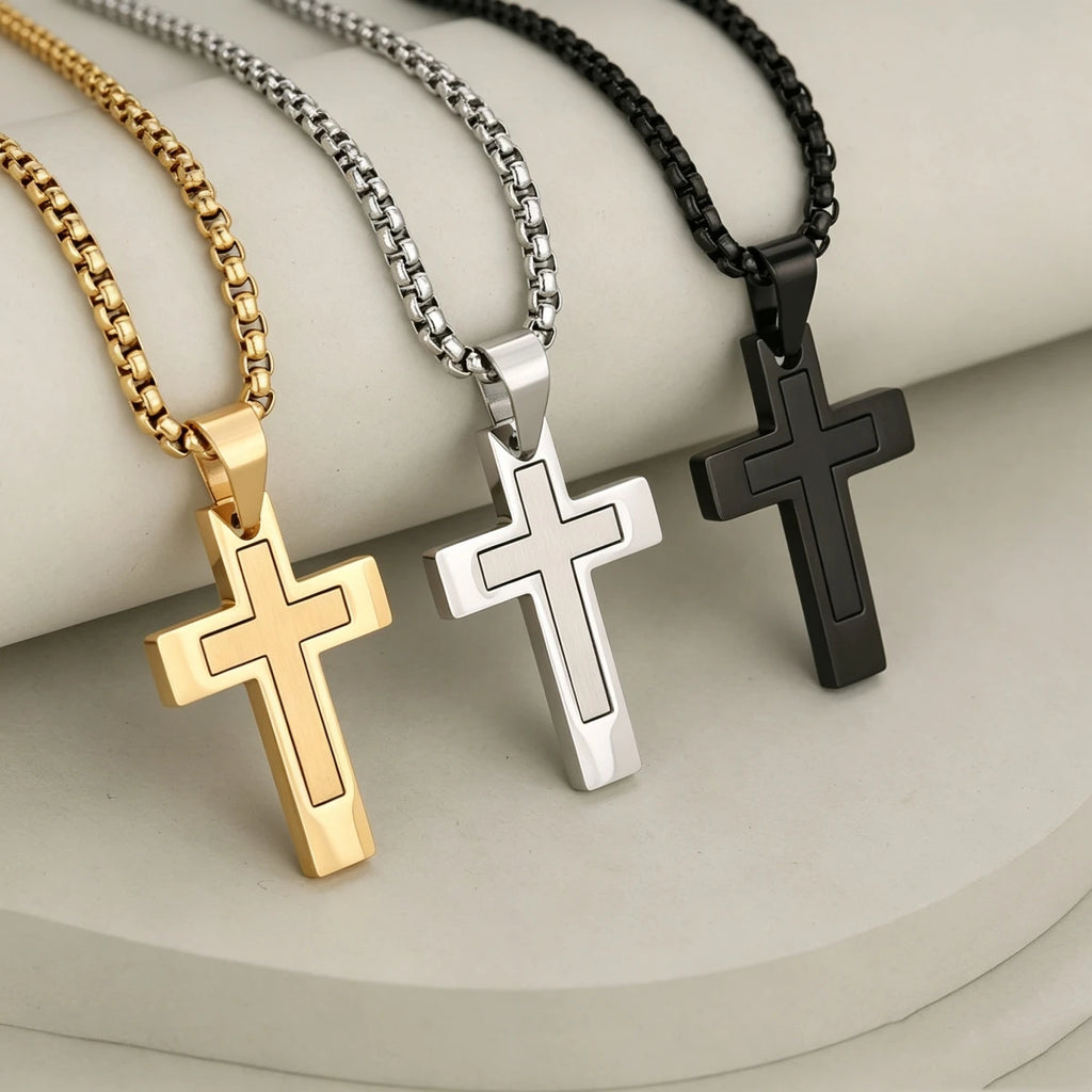 Two-Tone Cross Necklace