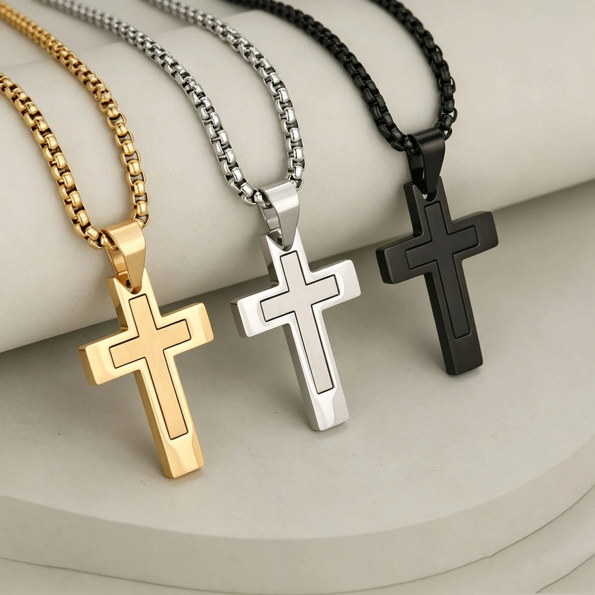 Two-Tone Cross Necklace