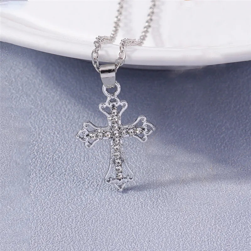 Zircon Crystal Cross Necklace
