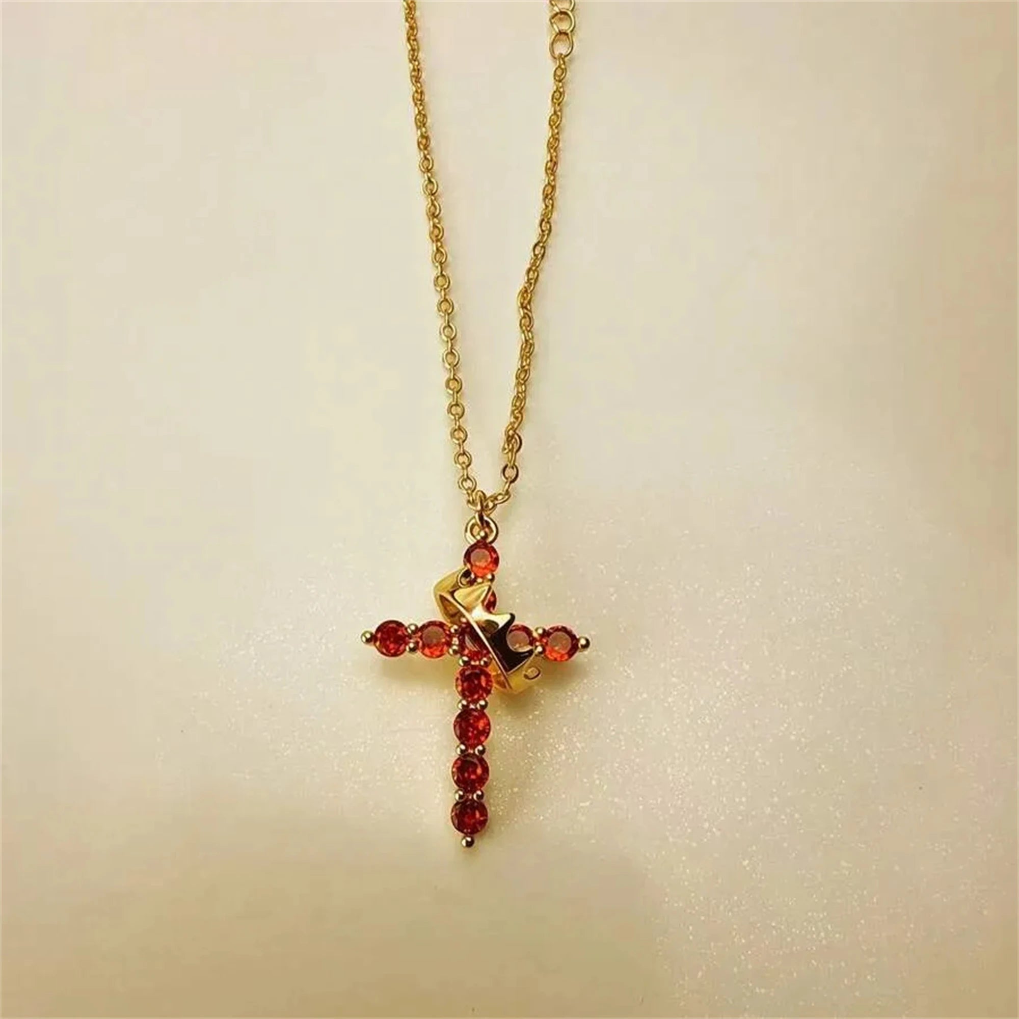 Gold Crown Cross Necklace