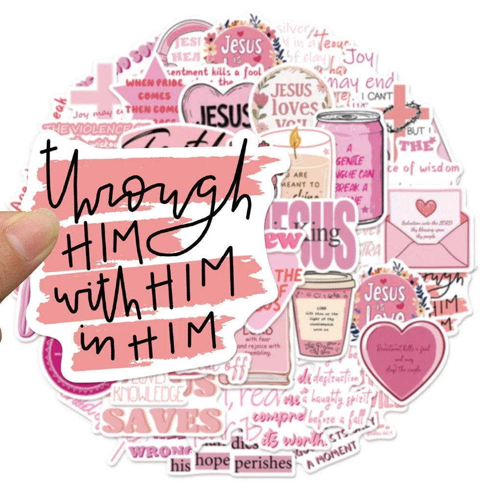 Pink Bible Jesus Stickers