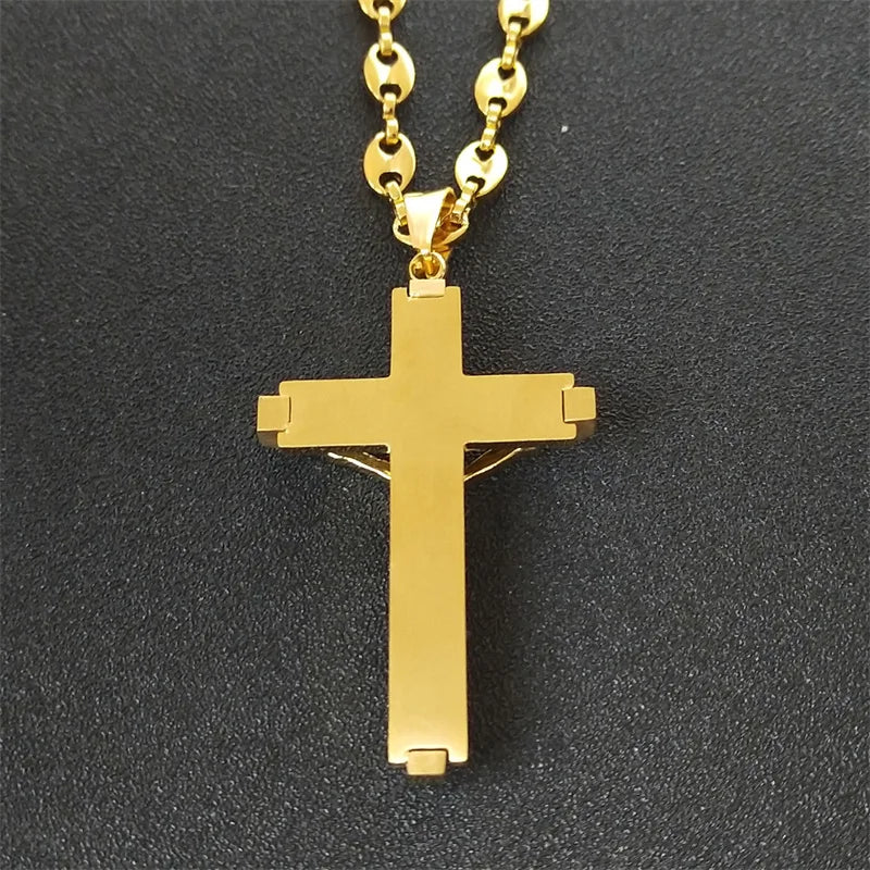 Gold Crucifix Chain Necklace