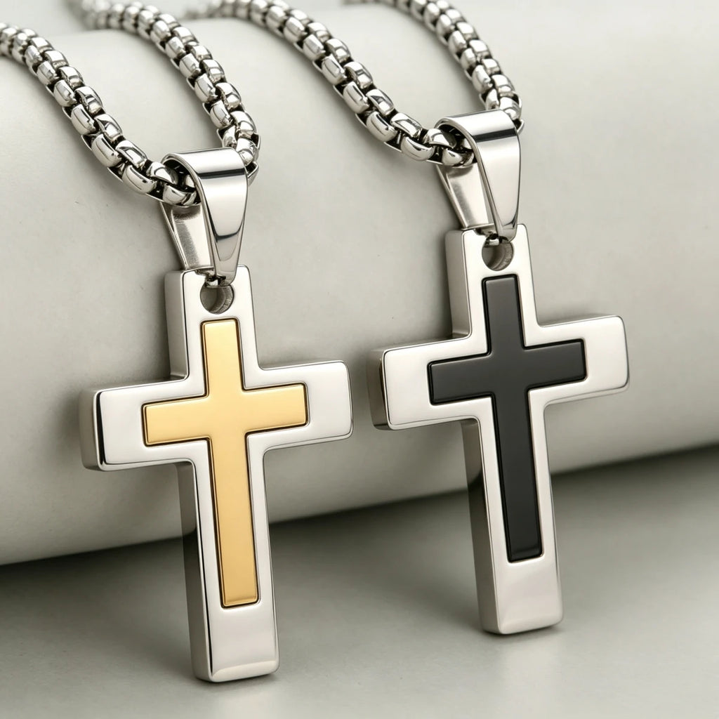 Two-Tone Cross Necklace