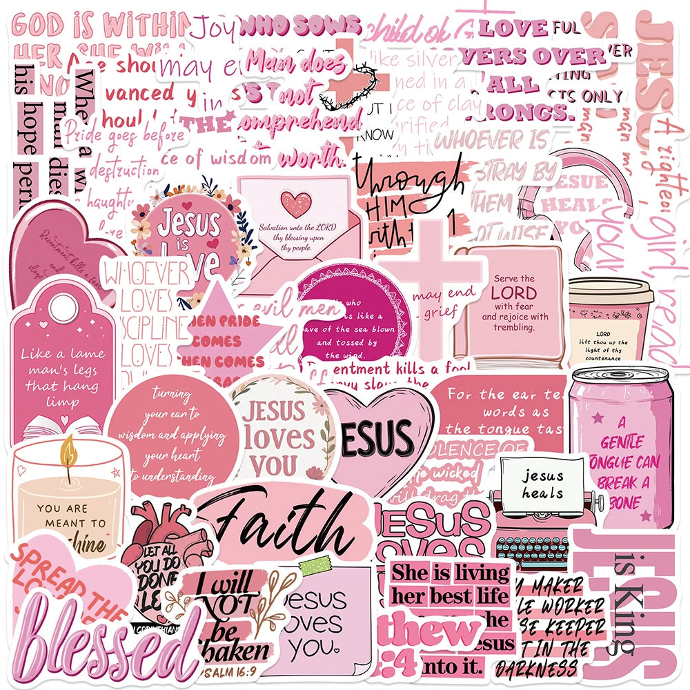 Pink Bible Jesus Stickers