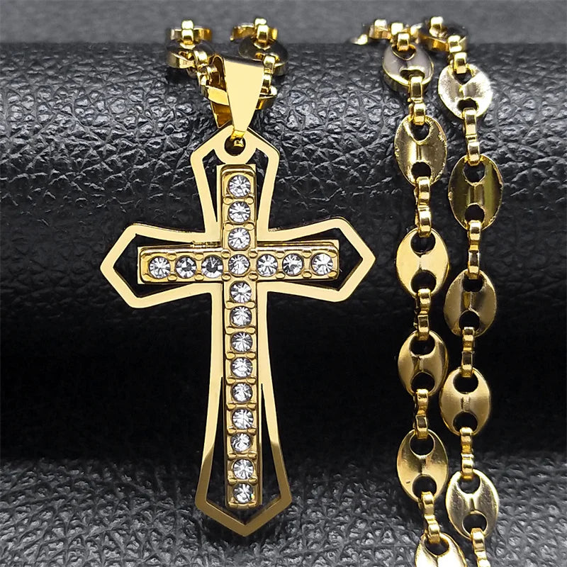 Gold Crucifix Chain Necklace