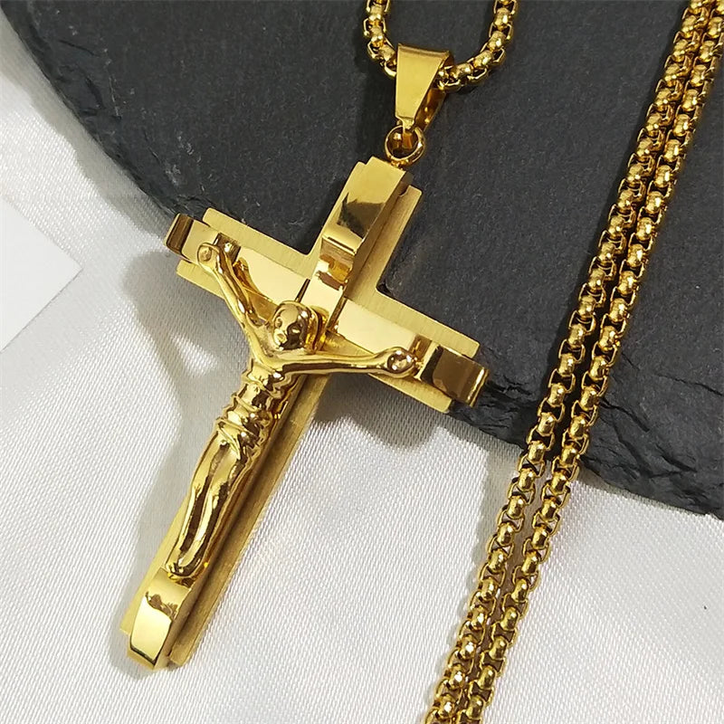 Gold Crucifix Chain Necklace