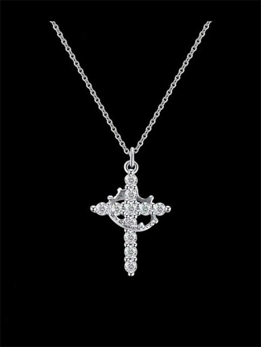 Gold Crown Cross Necklace