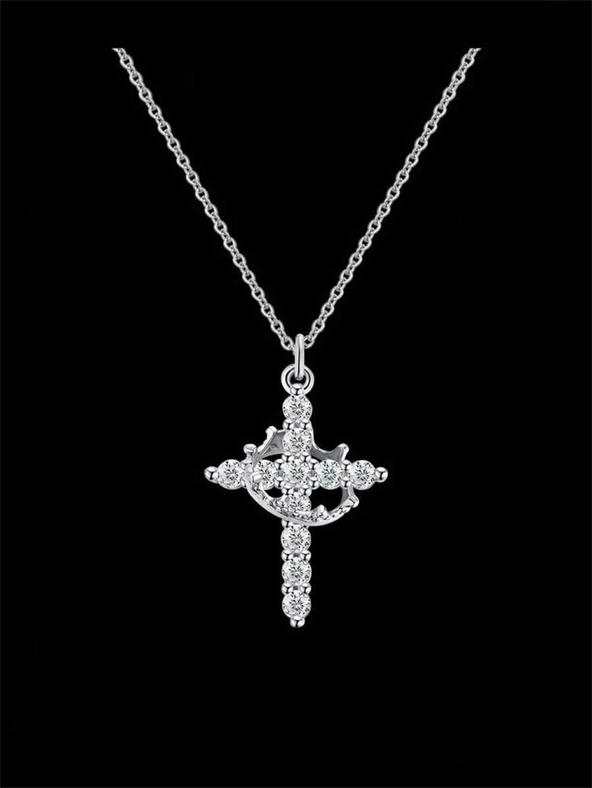 Gold Crown Cross Necklace