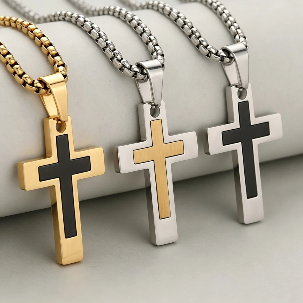 Two-Tone Cross Necklace