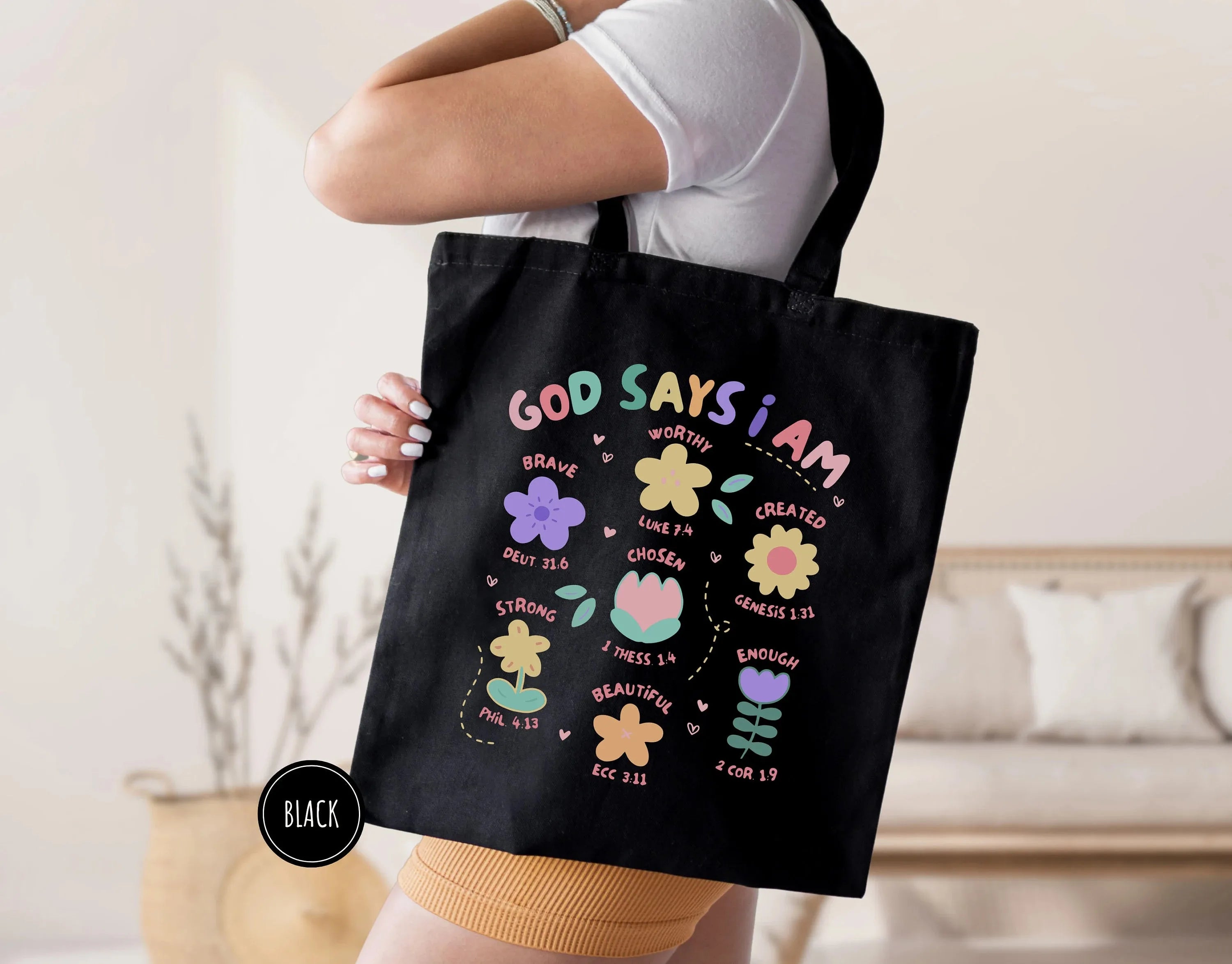 God Is Good Floral Tote