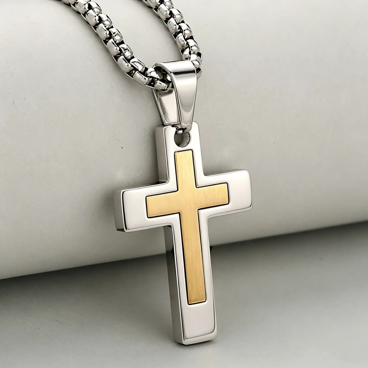 Two-Tone Cross Necklace