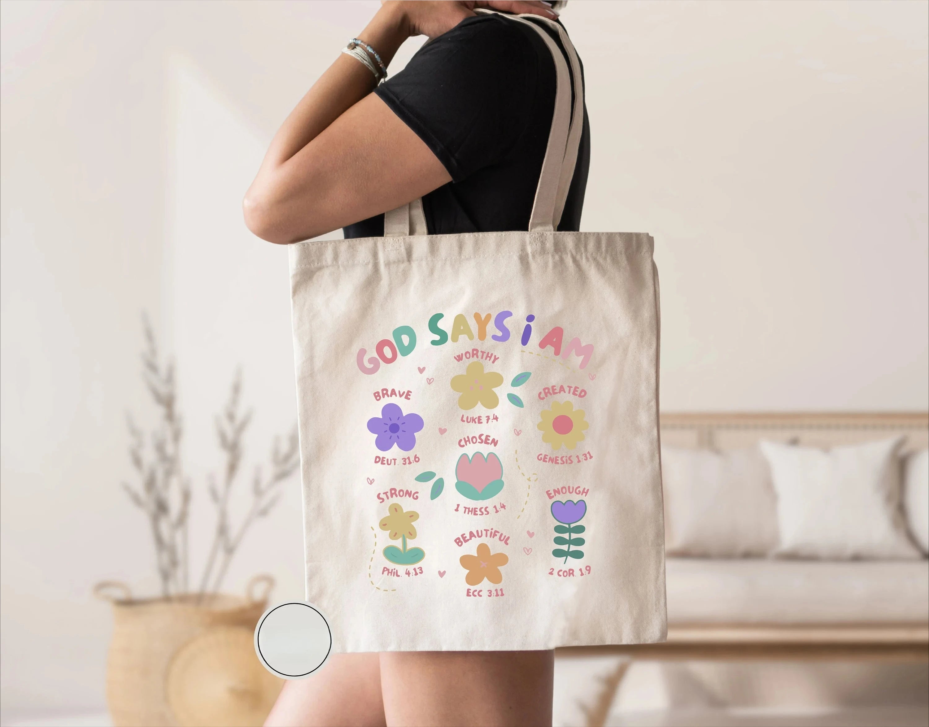 God Is Good Floral Tote