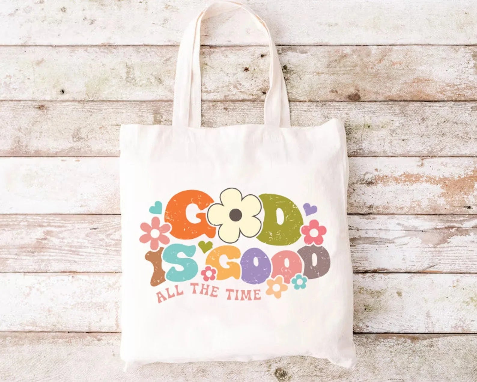God Is Good Floral Tote