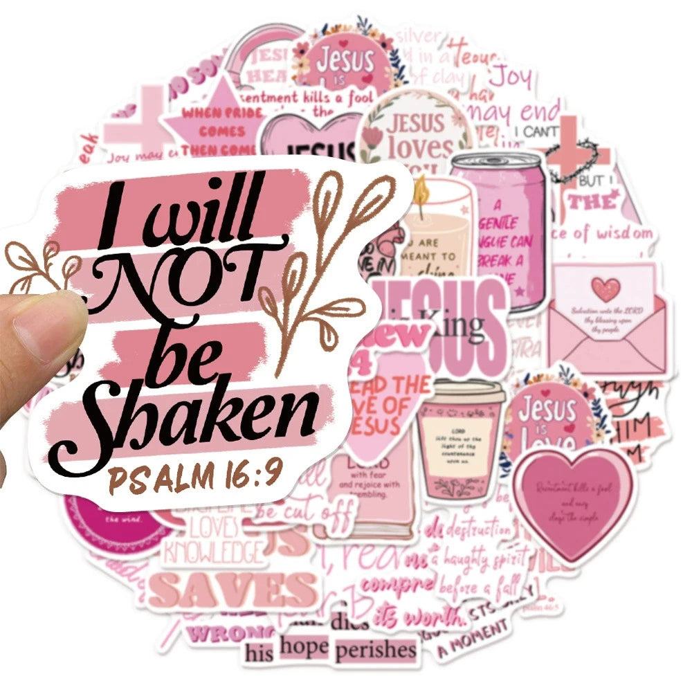 Pink Bible Jesus Stickers