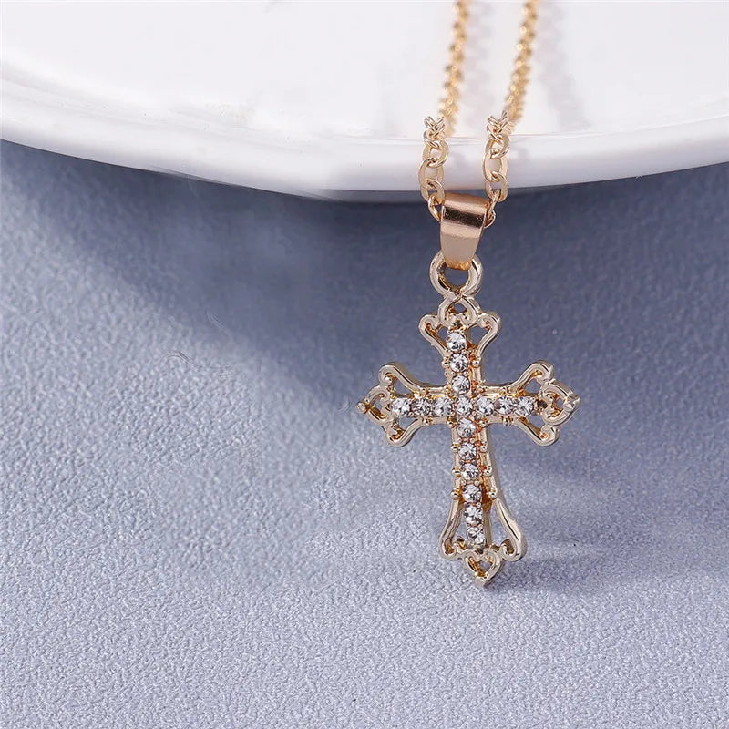 Zircon Crystal Cross Necklace